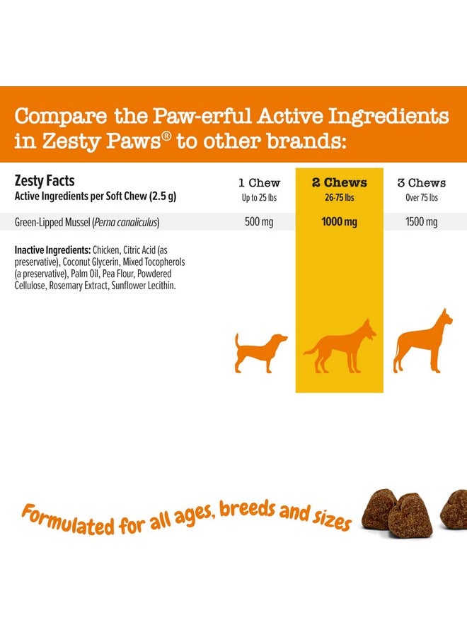 Zesty Paws - Mussel Mobility Bites For Dogs  New Zealand Green Lipped Mussel With Natural Glucosamine & Chondroitin + Omega3 Fatty Acids  Hip & Joint Support Supplement Soft Chews  90 Count - Image 1