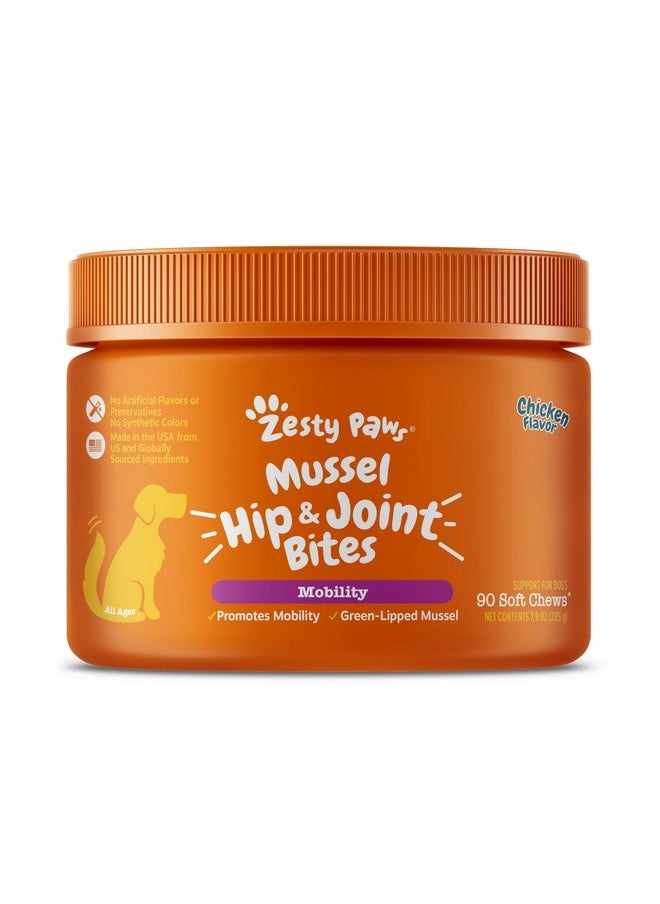 Zesty Paws - Mussel Mobility Bites For Dogs  New Zealand Green Lipped Mussel With Natural Glucosamine & Chondroitin + Omega3 Fatty Acids  Hip & Joint Support Supplement Soft Chews  90 Count - Image 1