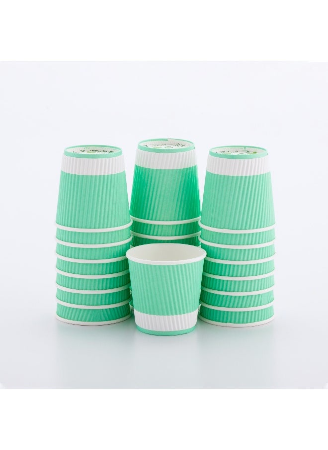 Restaurantware Restaurantware 4 Ounce Ripple Insulated Coffee Cups, 500 Double Wall Corrugated Light Green Paper Tumblers, Leakproof, Non-Slip Design, Recyclable, Ribbed Surface, Matching Lids Sold Separately  - Image 1