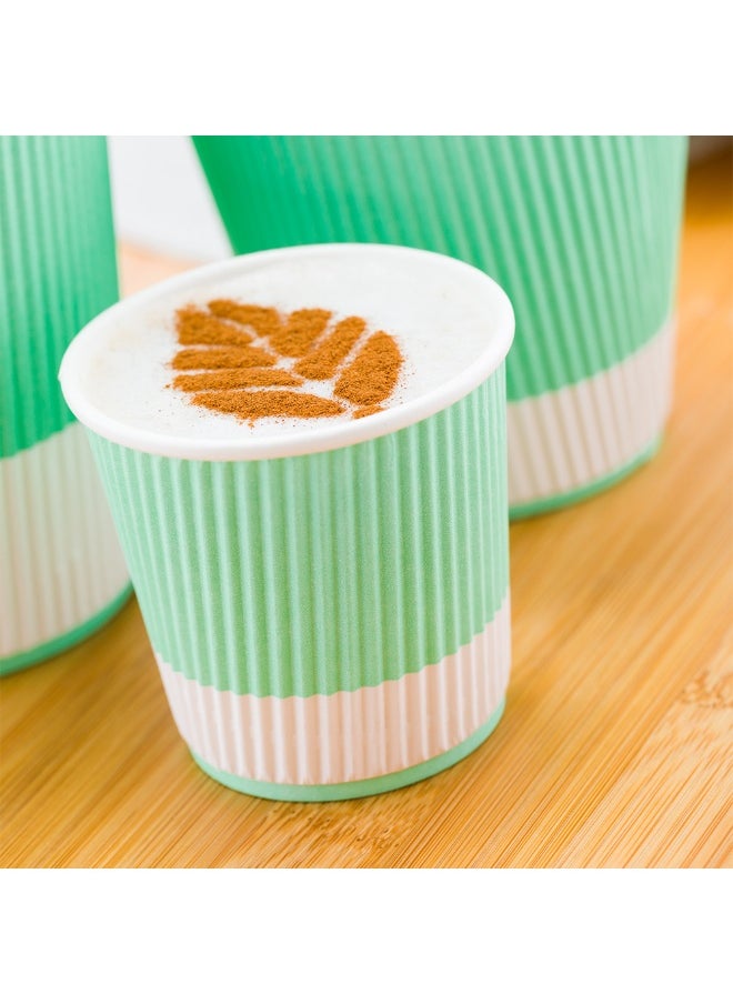 Restaurantware Restaurantware 4 Ounce Ripple Insulated Coffee Cups, 500 Double Wall Corrugated Light Green Paper Tumblers, Leakproof, Non-Slip Design, Recyclable, Ribbed Surface, Matching Lids Sold Separately  - Image 3