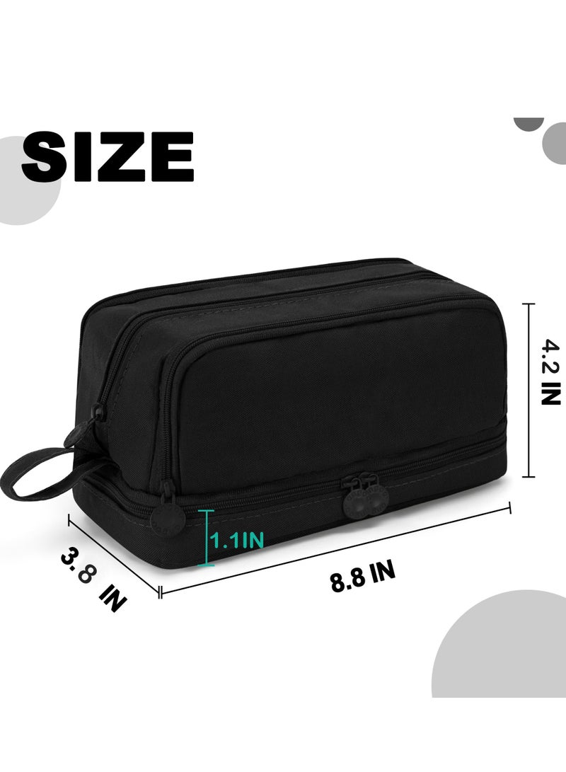 Chielor Chielor Large Capacity Pen Pencil Case with 4 Compartments, Multi-Slot Pencil Pouch Bag Aesthetic School Supplies Organizer for Teen Girls, Women, Adults (Black)  - Image 4
