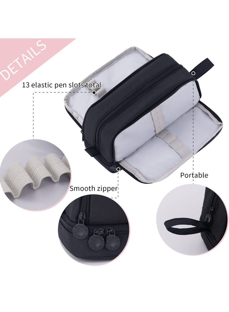 Chielor Chielor Large Capacity Pen Pencil Case with 4 Compartments, Multi-Slot Pencil Pouch Bag Aesthetic School Supplies Organizer for Teen Girls, Women, Adults (Black)  - Image 2