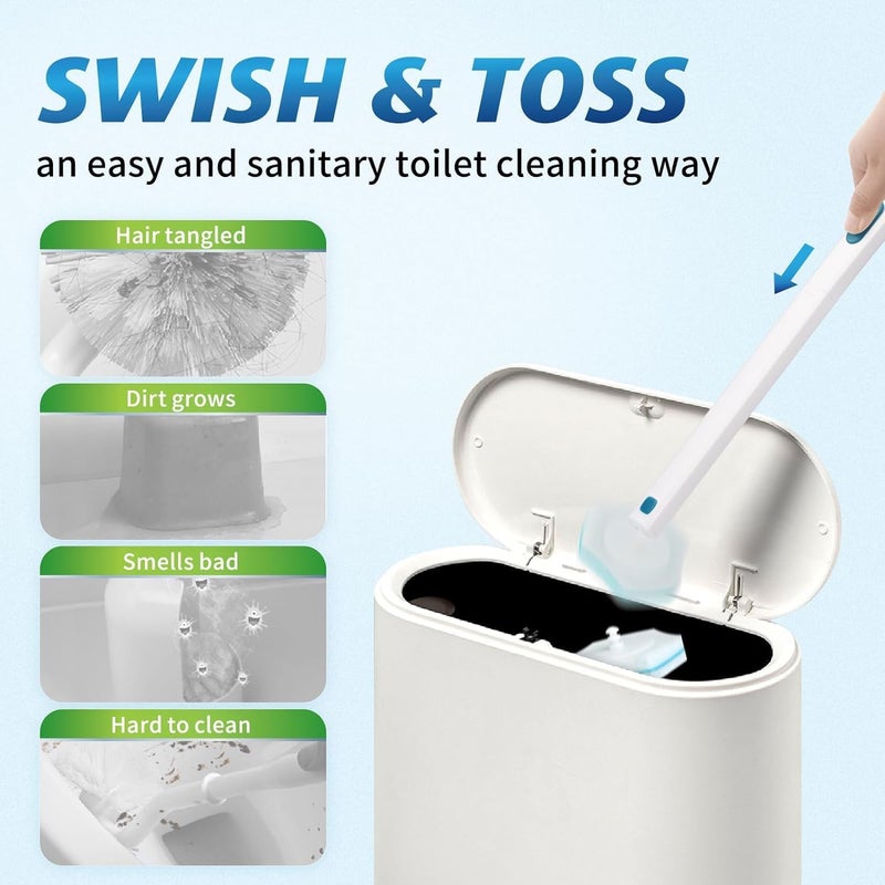 oenza Acrylonitrile Butadiene Styrene Disposable Toilet Cleaning System With Brush Refills, Holder Set and Bathroom Accessory Sets (1), Blue - Image 5