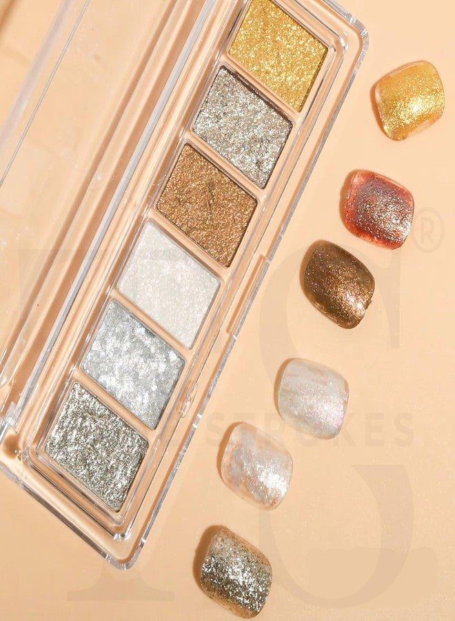 THR3E STROKES 6 Colors Solid Opal Aurora Nail Powder Set, Iridescent Aurora Pigment Holographic Chameleon Sparkly Flakes Glitter Dust Kit for Gel Polish Nail Art Decoration (Bling)