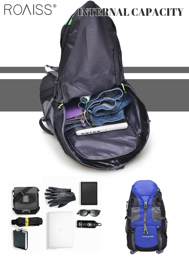 roaiss Unisex Multifunctional Outdoor Backpack, Double Shoulder Bag for Men and Women, Hiking Sports Travel Mountaineering Bag, Large Capacity Leisure Travel Bag, Pressure Reduction and Resistance, Blue - Image 5