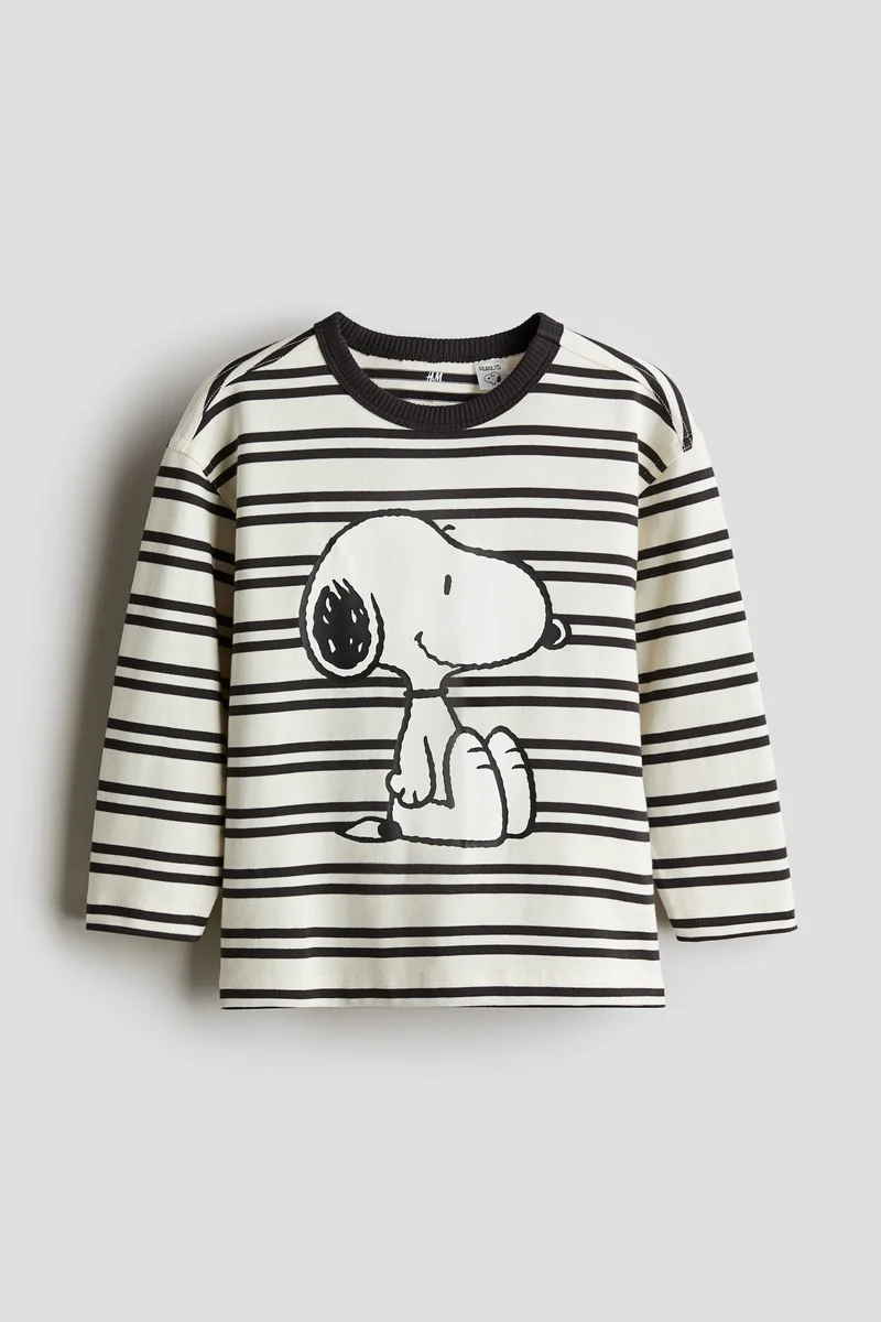 H&M Printed Long-Sleeved Jersey Top
