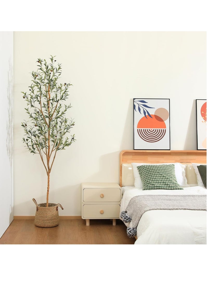 Brinaoki 150CM Artificial Olive Tree Tall Fake Potted Olive Silk Tree with Planter Large Faux Olive Branches and Fruits Artificial Tree for Modern Home Office Living Room Floor Decor Indoor  - Image 5