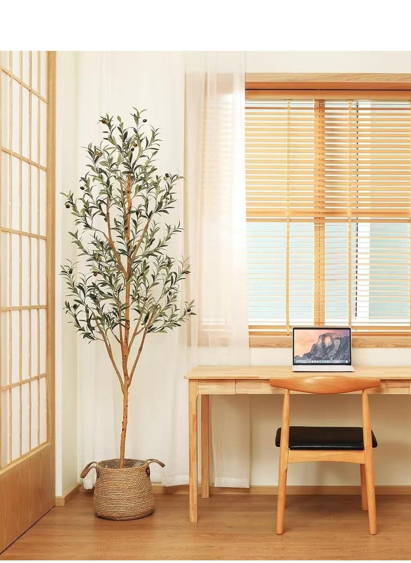 Brinaoki 150CM Artificial Olive Tree Tall Fake Potted Olive Silk Tree with Planter Large Faux Olive Branches and Fruits Artificial Tree for Modern Home Office Living Room Floor Decor Indoor  - Image 1