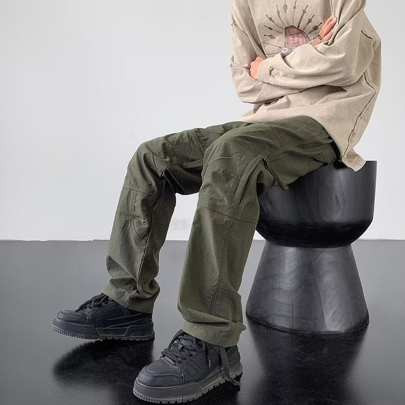 American Style Army Green Work Pants Men's Autumn Waterproof Functional Charge Pants Side Zipper Professional Hiking Climber Pants - Image 3