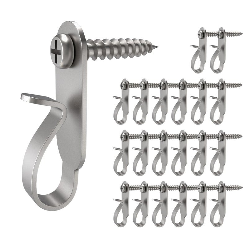 Elrswy Light Hanger HooksScrew Hooks for Hanging Christmas LightLight Wire and Led Fairy Led Light ClipsStainless Steel40 Pack