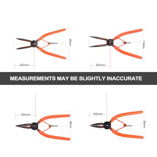 IEUSEW 7-inch Snap Ring Pliers Set, 4-piece Heavy Duty Internal/External Circlip Pliers Kit (Tip Diameter 1.5mm), Straight/Bent Jaw, Cr-v Steel, for Ring Remover Retaining, Storage Case Included. - Image 5