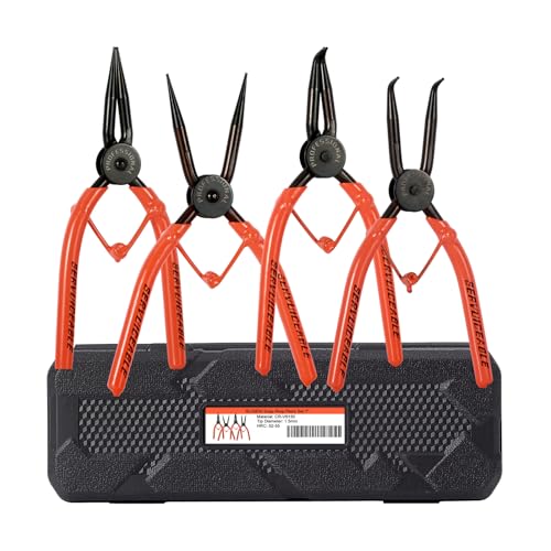 IEUSEW 7-inch Snap Ring Pliers Set, 4-piece Heavy Duty Internal/External Circlip Pliers Kit (Tip Diameter 1.5mm), Straight/Bent Jaw, Cr-v Steel, for Ring Remover Retaining, Storage Case Included. - Image 1