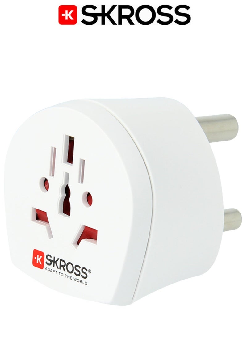 SKROSS Universal to South Africa travel adapter. Multi outlet power adapter. Certified wall plug. Compact and easy to use travel plug. 250V South Africa three prong plug. White plug adapter. - Image 1