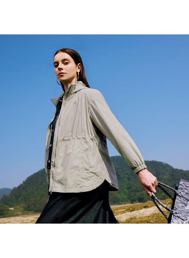 Hush Puppies Comfortable Cotton-feel Thin Hooded Windbreaker Jacket For Women, Versatile Daily Casual Sporty Jacket For Spring And Autumn - Image 4