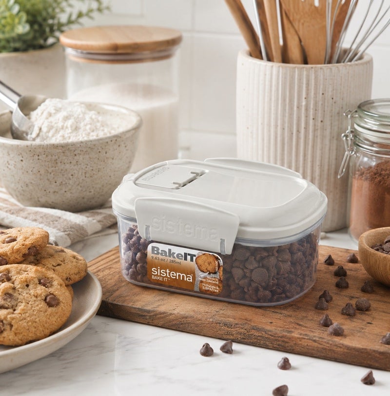 Sistema BAKE IT Mini Bakery 285ML Food Storage Container, BPA Free Airtight Kitchen Storage Box with Easy-Lock Clips for Baking Ingredients, Snacks, Nuts, Sprinkles & Pantry Organization - Image 4