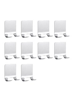 Teuuea 10 PCS Razor Hook Shaver Holder, Self-Adhesive 304 Stainless Steel Shaving Hanger, Heavy Duty Multi-Purpose Waterproof Storage Hooks, No Drill, for Bathroom Kitchen Plug Keys Towel Shower Robe  - Image 1