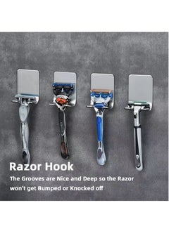 Teuuea 10 PCS Razor Hook Shaver Holder, Self-Adhesive 304 Stainless Steel Shaving Hanger, Heavy Duty Multi-Purpose Waterproof Storage Hooks, No Drill, for Bathroom Kitchen Plug Keys Towel Shower Robe  - Image 4