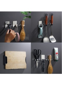 Teuuea 10 PCS Razor Hook Shaver Holder, Self-Adhesive 304 Stainless Steel Shaving Hanger, Heavy Duty Multi-Purpose Waterproof Storage Hooks, No Drill, for Bathroom Kitchen Plug Keys Towel Shower Robe  - Image 5