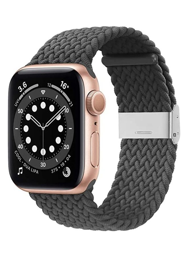 NIBEMINENT Adjustable Braided Elastic Loop Wristband with Buckles For iWatch Series 6/SE/5/4/3/2/1 40-38mm Grey - Image 1