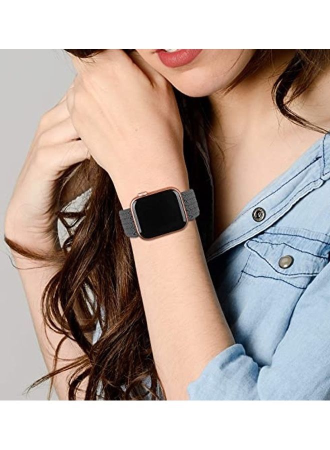 NIBEMINENT Adjustable Braided Elastic Loop Wristband with Buckles For iWatch Series 6/SE/5/4/3/2/1 40-38mm Grey - Image 2