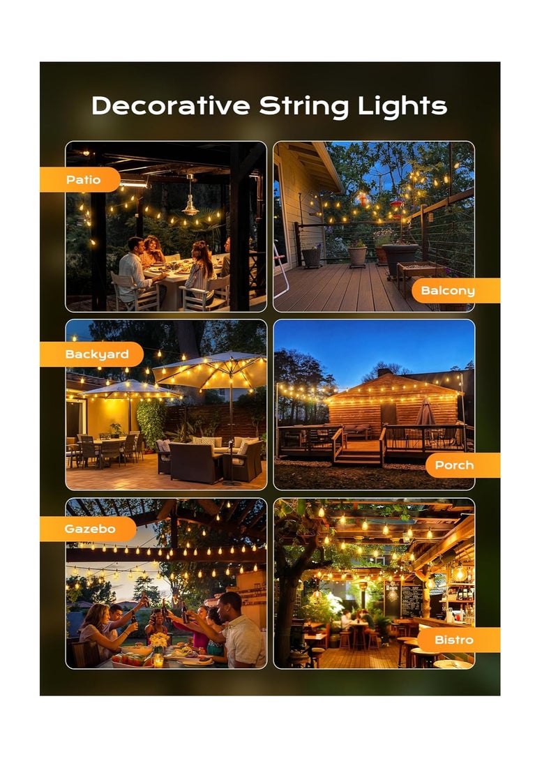 general Outdoor String Lights,  LED Patio Lights Shatterproof, Dimmable IP65 Waterproof Connectable Hanging Outdoor Light for Backyard, Porch, Deck, Balcony - Image 5