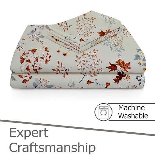 FRESH FROM LOOM Floral XXL Microfiber Soft Cotton Bedsheet King Size |Hypoallergenic Bedsheet for Double Bed | 240 TC Anti Fade Printed Bed Cover with 2 Pillow Cover (108x108 inches, Shell White) - Image 3