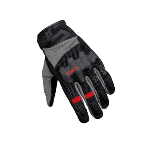 Raida Drift Motorcycle Riding Gloves | Scaphoid Shield Palm Slider | 3D Air Mesh | Touchscreen Compatible (Red, S) - Image 2