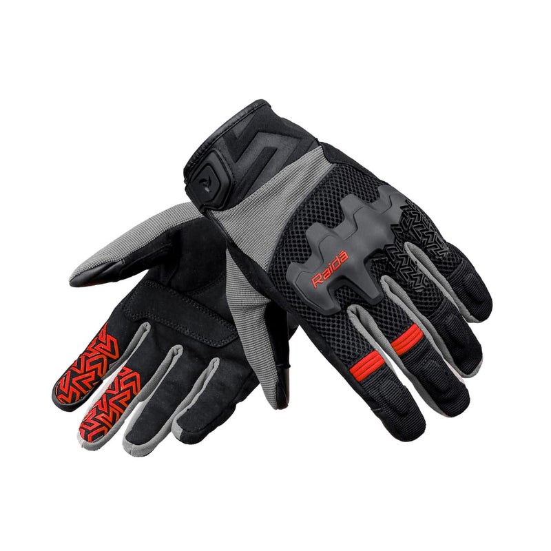 Raida Drift Motorcycle Riding Gloves | Scaphoid Shield Palm Slider | 3D Air Mesh | Touchscreen Compatible (Red, S) - Image 5