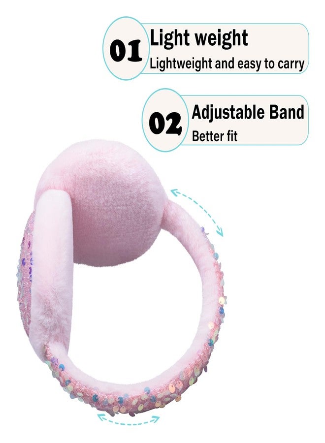 EDCYF Ear Muffs Gloves Set for Kids Girls Winter Ear Muffs Adjustable Sequins Warm Earmuffs Furry Outdoor - Image 3