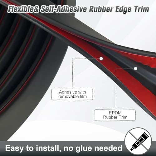 Protalwell Edge Trim, 1/16" Rubber Edge Trim, Flexible Self Adhesive U Channel Edge Guards, Edge Protector for Sharp Edge, Sheet Metal and Car Doors, Peel and Stick Auto Door Guard, Black Color, 10Ft - Image 4