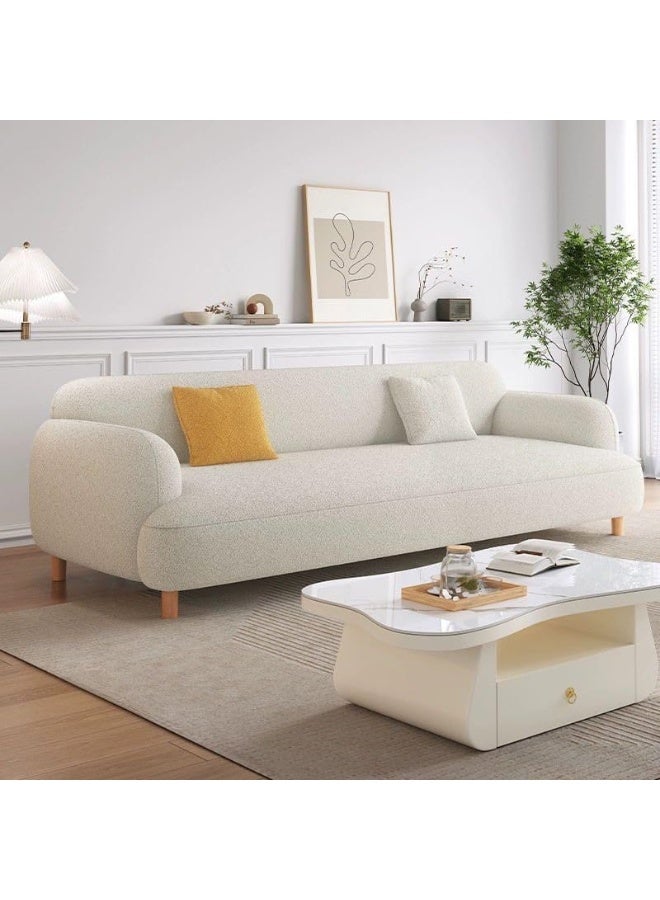 Ripple FURNITURE UAE Homes Modern 3-Seater Sofa, Upholstered Fabric, Light Grey, Wooden Legs (Off White) - Image 1