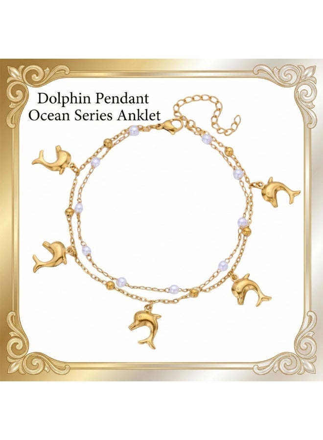 Ucanbe Dolphin Pendant Ocean Series Anklet – Stainless Steel Beach Ankle Chain - Image 1