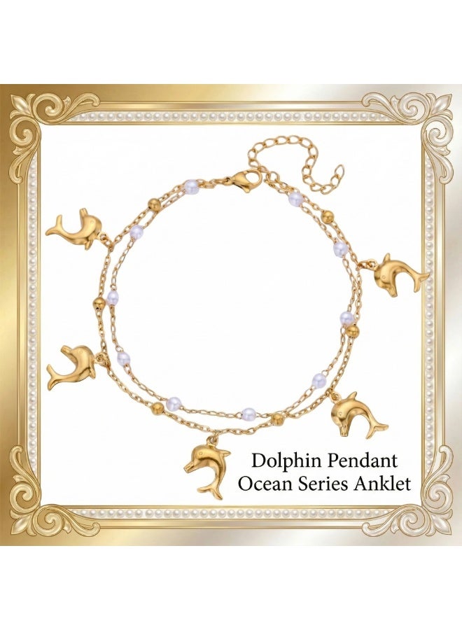 Ucanbe Dolphin Pendant Ocean Series Anklet – Stainless Steel Beach Ankle Chain - Image 2