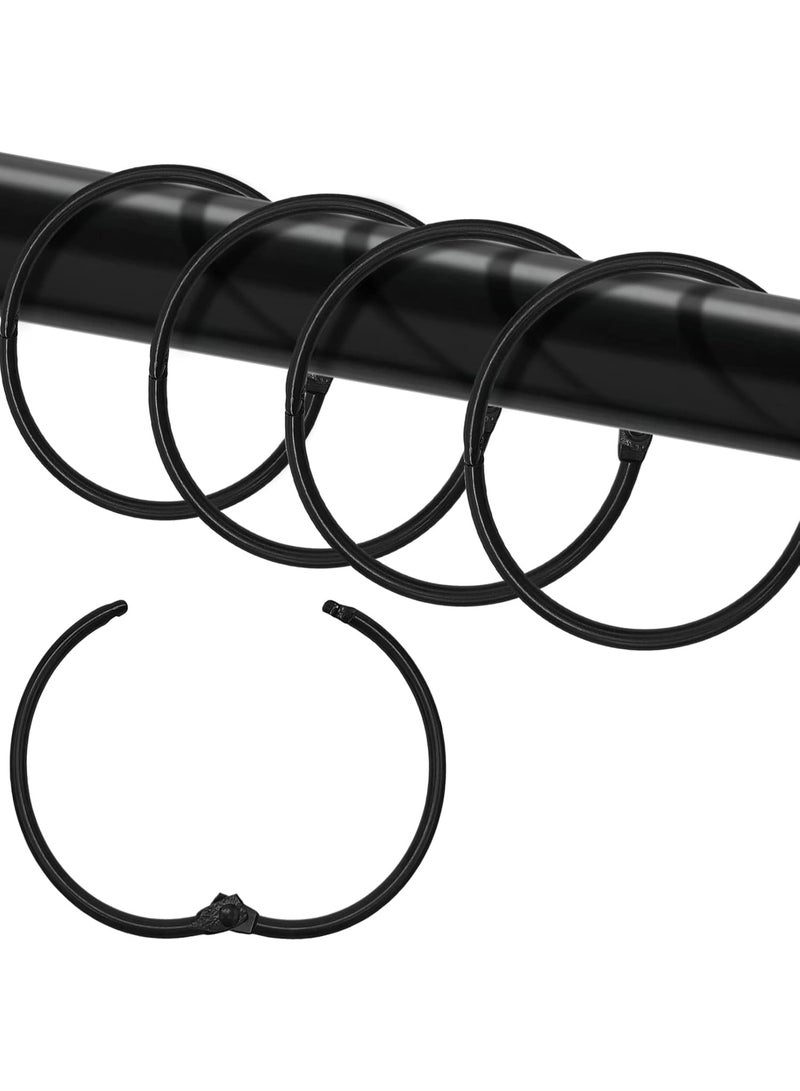 Shower Curtain Hooks Rings,24 Pcs Rustproof Metal Shower Hooks for Shower Curtain,Glide Smoothly Round Shower Rings for Curtain,Shower Curtain Rings for Bathroom Shower Rod,Snap Joint Design (Black) - Image 1