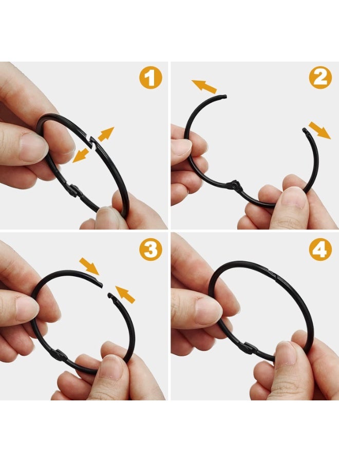 Shower Curtain Hooks Rings,24 Pcs Rustproof Metal Shower Hooks for Shower Curtain,Glide Smoothly Round Shower Rings for Curtain,Shower Curtain Rings for Bathroom Shower Rod,Snap Joint Design (Black) - Image 4