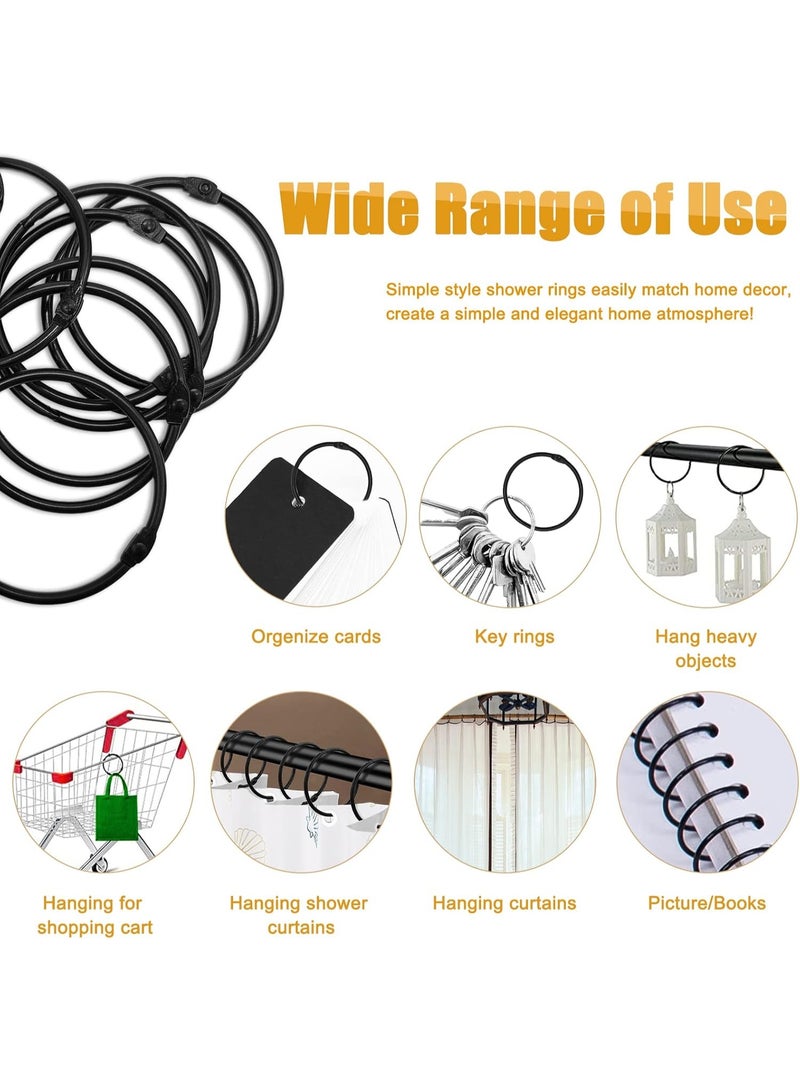 Shower Curtain Hooks Rings,24 Pcs Rustproof Metal Shower Hooks for Shower Curtain,Glide Smoothly Round Shower Rings for Curtain,Shower Curtain Rings for Bathroom Shower Rod,Snap Joint Design (Black) - Image 5