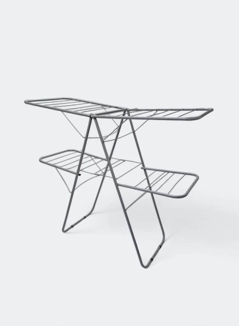 Foldable 2 Tier Clothes Drying Rack for Laundry Local Made Silver Color - Image 2