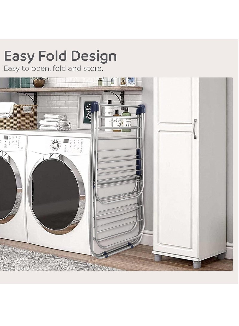 Foldable 2 Tier Clothes Drying Rack for Laundry Local Made Silver Color - Image 3