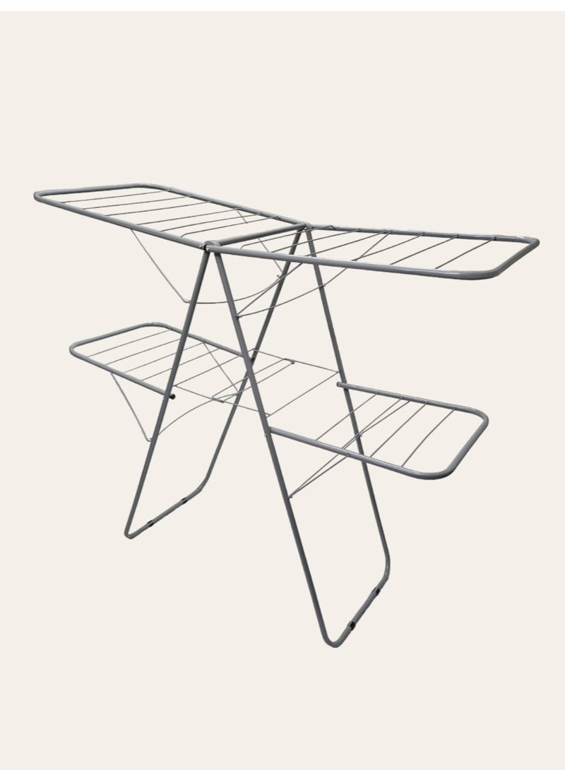 Foldable 2 Tier Clothes Drying Rack for Laundry Local Made Silver Color - Image 1