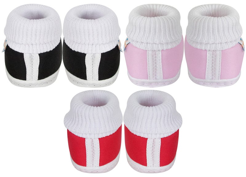 Neska Moda Unisex Set Of 3 Pair Booties for 6 to 12 Months (Black,Red,Pink) - Image 4
