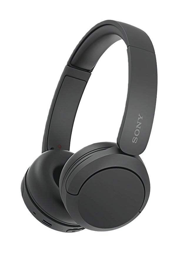 سوني سماعات رأس لاسلكية WH-CH520 بتقنية بلوتوث، توضع على الأذن، مزودة بميكروفون وعمر بطارية يصل إلى 50 ساعة مع شحن سريع لإجراء المكالمات الهاتفية، لون أسود - Image 1