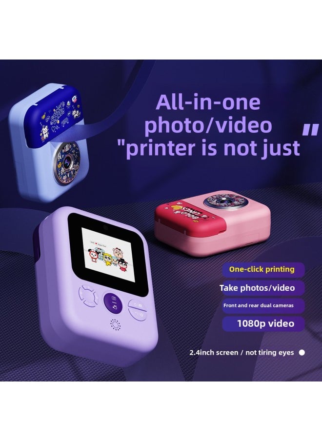 Generic High Definition Print Camera For Kids Video Recording Instant Printing Paper Output Children's Camera With Accessories-Color:Pink  - Image 3