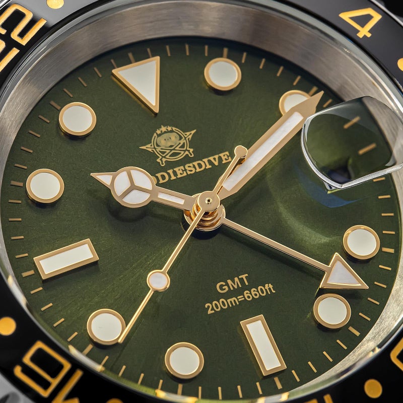 ADDIESDIVE GMT Watches for Men Swiss 515-24H Quartz Movement Waterproof 200 M C3 Green Luminous Two Tone Luxury Watch - Image 3