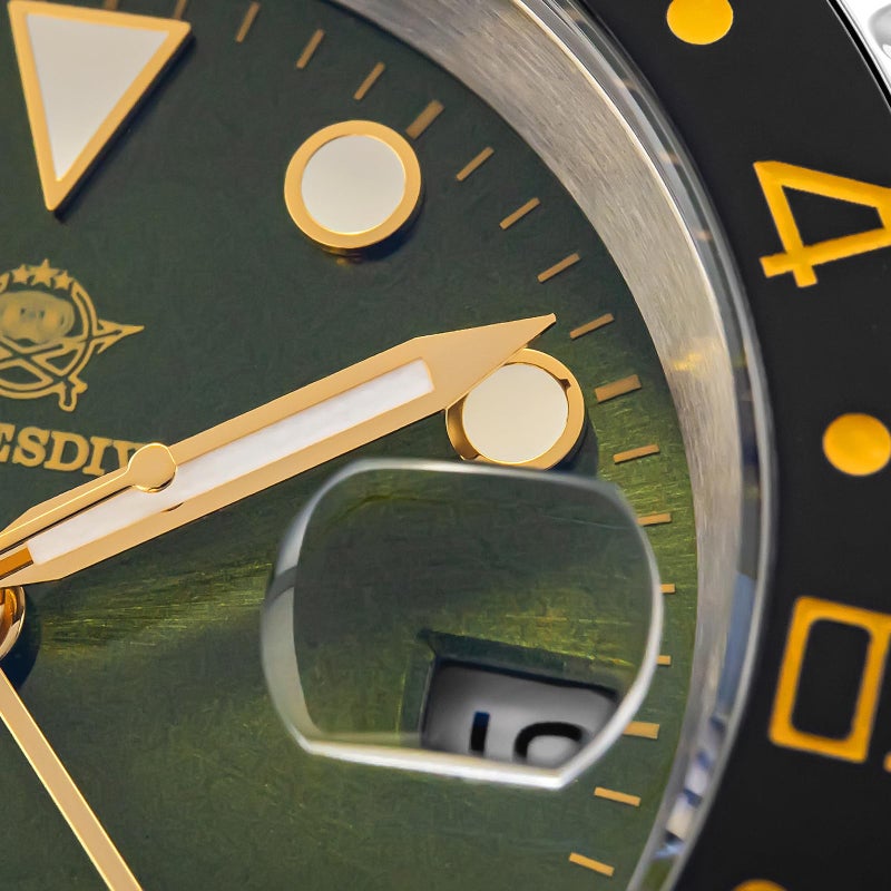 ADDIESDIVE GMT Watches for Men Swiss 515-24H Quartz Movement Waterproof 200 M C3 Green Luminous Two Tone Luxury Watch - Image 5