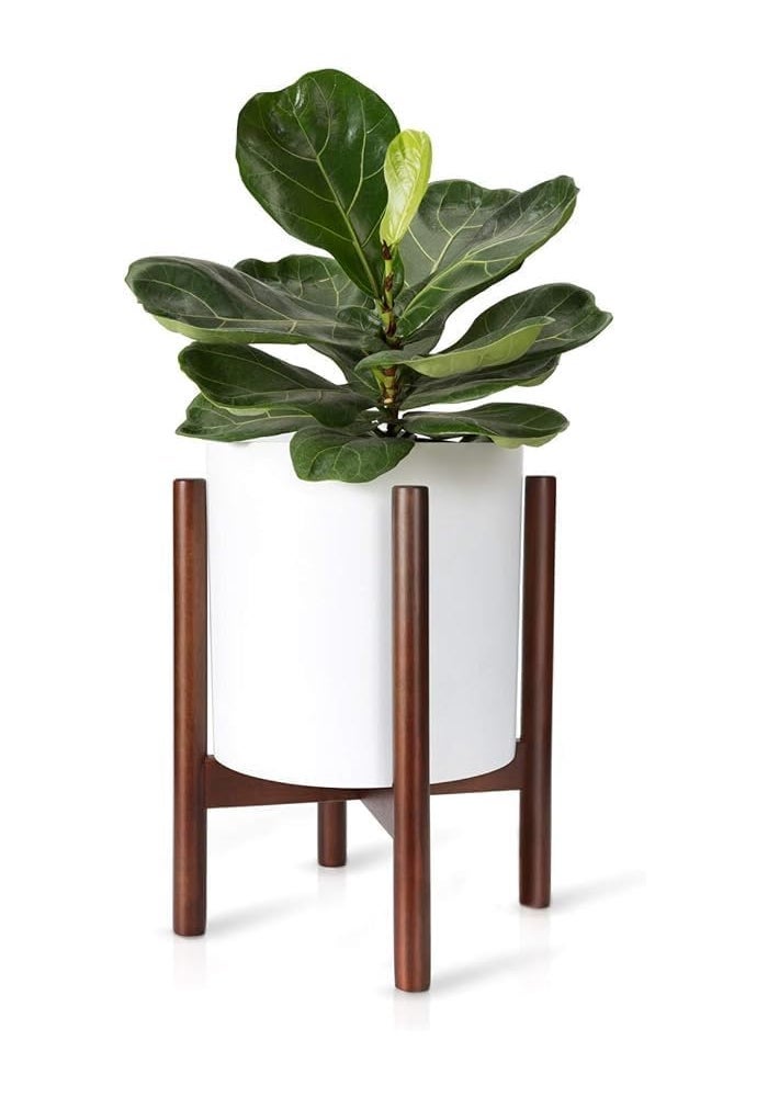 Horoof Home حامل نباتات خشبي حديث من هروف هوم®، 25x25x25 سم، تشطيب بني داكن - تصميم أنيق وبسيط لزرع النباتات الداخلية - Image 1