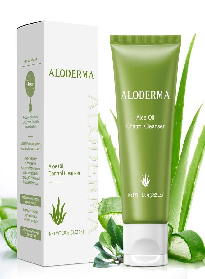 Aloderma Oil Controlling Facial Cleanser Made within 12 Hours of Harvest with Organic Aloe Vera - Clear Breakouts - Wintergreen to Help Purify & Deeeply Cleanse Pores - Calming Aloe Facial Wash, 3.5oz - Image 1