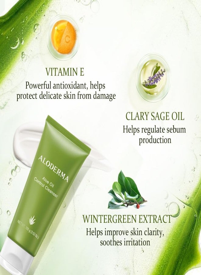 Aloderma Oil Controlling Facial Cleanser Made within 12 Hours of Harvest with Organic Aloe Vera - Clear Breakouts - Wintergreen to Help Purify & Deeeply Cleanse Pores - Calming Aloe Facial Wash, 3.5oz - Image 2