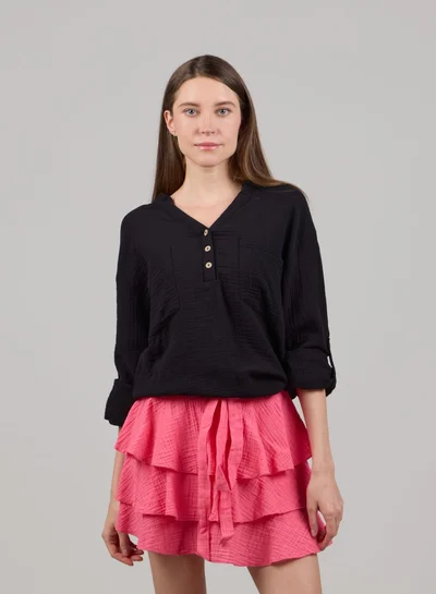 Just Nature Relaxed V-Neck Long Sleeve Top