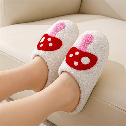 Tellrain Women's Cute Strawberry Pattern Slippers - Warm Soft Fuzzy Closed Toe Sandals - Non-Slip House Bedroom Shoes - Image 3