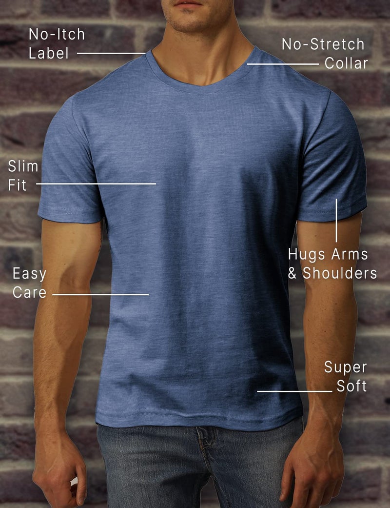 H2H Men's Basic Classic Fitted Fine Cotton Blended Premium Crew Neck Charcoal US M/Asia L (CMTTS0198) - Image 5
